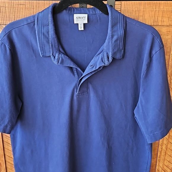 Armani Collezione Navy Men's Button Collar‎ Short Sleeve Polo Shirt Size M(USA) - Picture 8 of 11